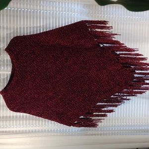 Cranberry chenille poncho. One size fits all.p